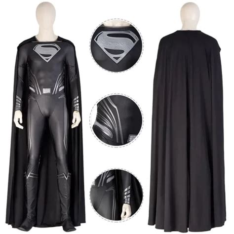 Superman Costume Zack Snyders Justice League Cosplay Black Suit Clark