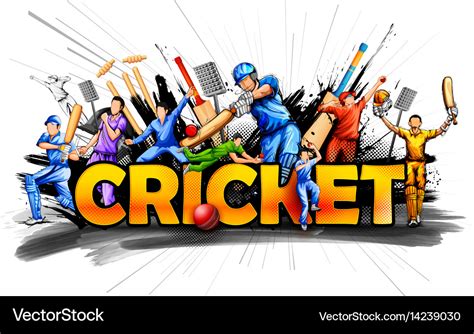 Batsman And Bowler Playing Cricket Championship Vector Image