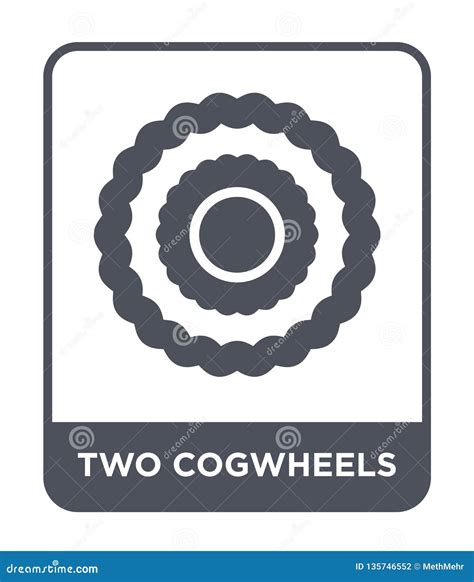 Two Cogwheels Icon In Trendy Design Style Two Cogwheels Icon Isolated