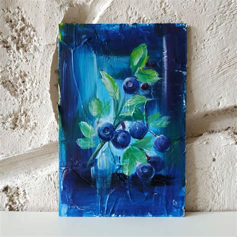 Blueberry Painting Original Acrylic Blueberries Artwork Etsy