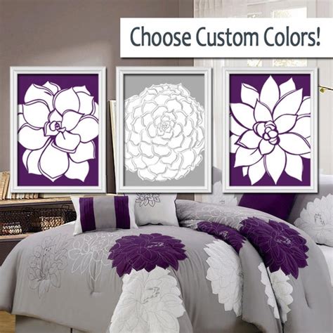 Grey Purple Wall Art Bedroom Pictures Canvas Or By Trmdesign