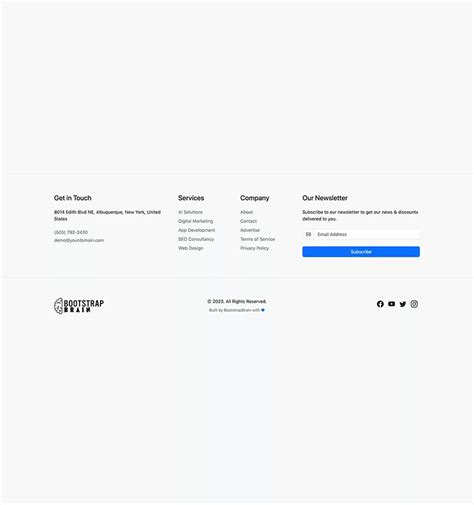 Bootstrap 5 Simple Footer Template Example Bootstrapbrain