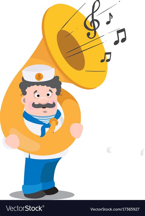 A Sailor With A Tuba Is A Funny Cartoon Character Vector Image