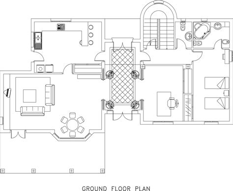 Villa Ground Floor Plan Dwg Net Cad Blocks And House Plans