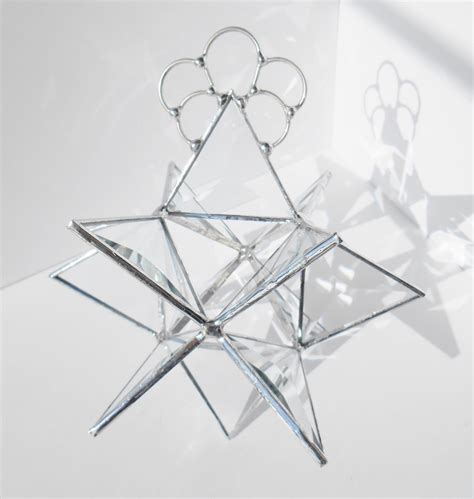 Stained Glass Beveled Moravian Star 3d Prism Suncatcher Etsy