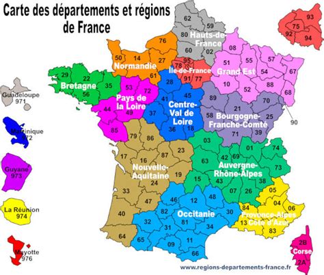 Carte De France Avec Régions Et Départements