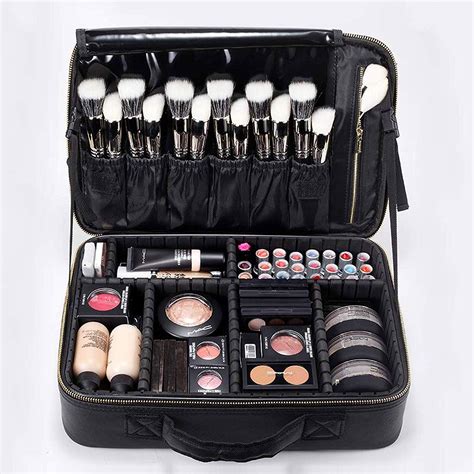 Rownyeon Makeup Bag Portable Professional Makeup Artist Bag Makeup Train Case Makeup Organizer
