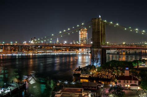 Brooklyn Bridge At Night Royalty Free Stock Photo