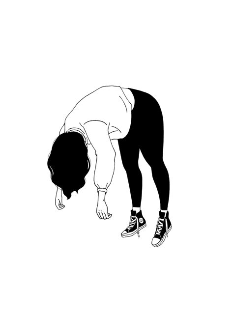 A Black And White Drawing Of A Person Bending Over