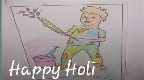 How To Draw Holi Festival Easy Holi Festival Drawing Happy Holi