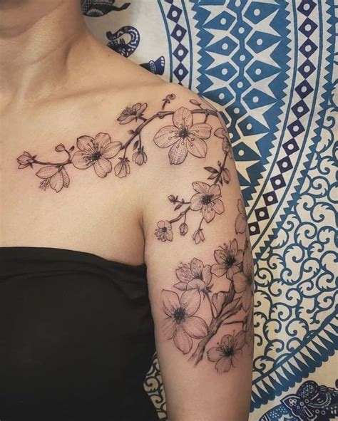 27 Charming Cherry Blossom In 2020 Blossom Tattoo Feminine Shoulder Tattoos Flower Tattoo