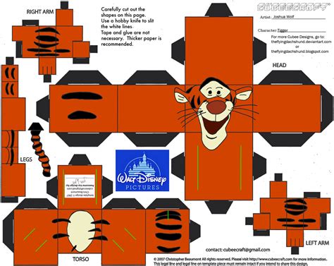 Tigger Paper Toy Free Printable Papercraft Templates