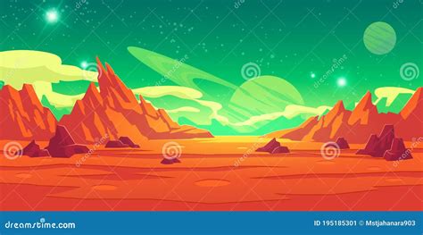 Mars Landscape Alien Planet Martian Background Stock Illustration
