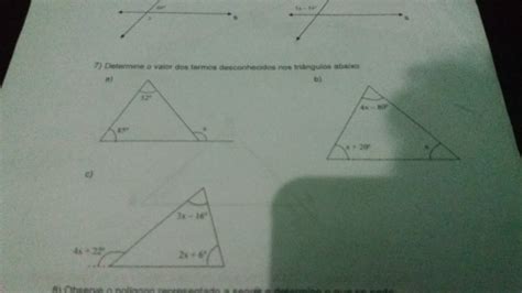 Determine As Medidas Dos Elementos Desconhecidos Nos Seguintes Triângulos