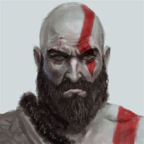 A Study Of Kratos In God Of War 2018 Portrait Drawing Digitalart