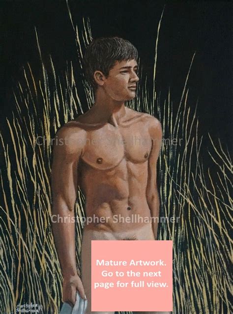 Naked Male Art Print Of Bather Walking In Grassy Field In Etsy