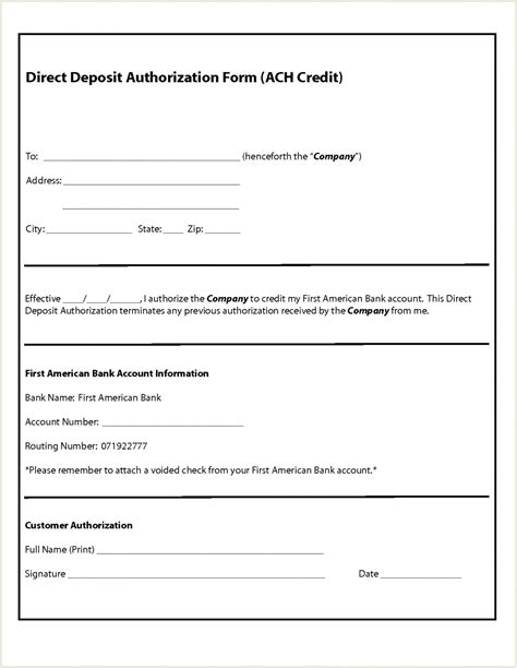 Generic Direct Deposit Authorization Form Submit Direct Deposit Form Template And Document