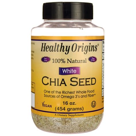 Healthy Origins 100 Natural White Chia Seed 16 Oz Seeds Swanson Health Products