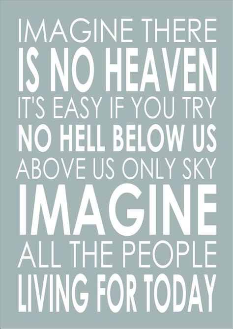Inspiring Lyrics Imagine By John Lennon Poster Print Word Art