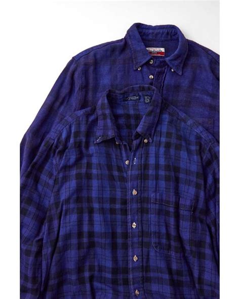 Urban Renewal Remade Overdyed Flannel Shirt In Blue Lyst