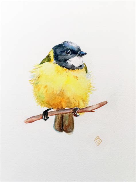 Yellow Bird Watercolor 6x8 Rart