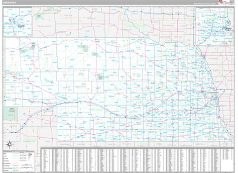 Nebraska Wall Map Premium Style By Marketmaps Mapsales