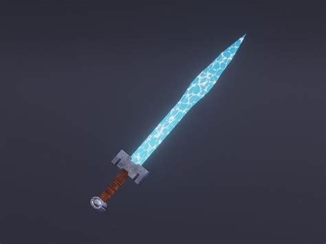 3d Model Fantasy Water Sword Elemental Sword Vr Ar Low Poly