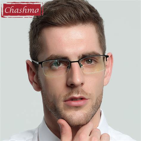 chashma liga marca Óptica Óculos de armação homens metade aro limpar lens armações de Óculos de