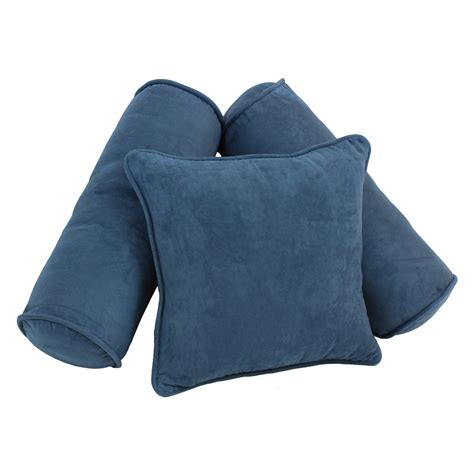 Blazing Needles 3 Piece Microsuede Throw Pillow Set Indigo Blue