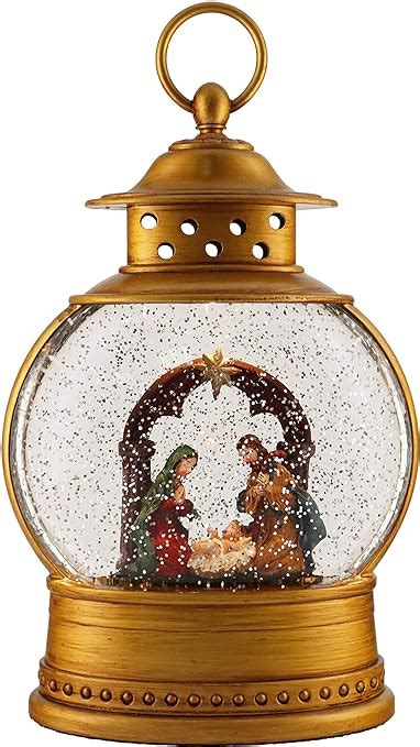 Victory Creative Nativity Lighted Water Globe Lantern 10 H