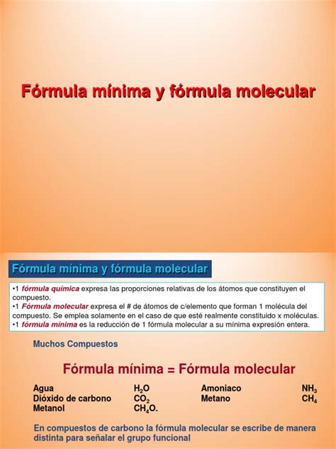 Formula Minima Y Formula Molecular Pdf Concentración Estequiometría