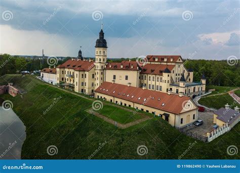 Aerial View Of Architectual Monument Nesvizh Castle In Belarus