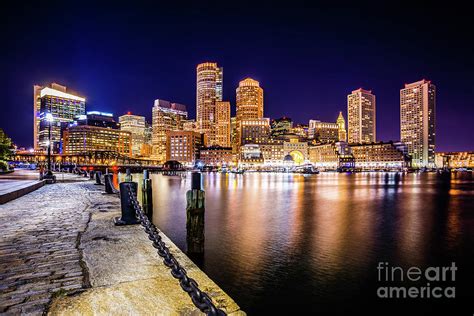 Boston Skyline At Night Picture Photograph By Paul Velgos Fine Art