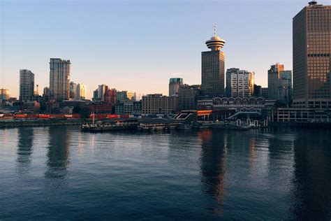 Skyline Of Vancouver Near The Docks In British Columbia Canada Image