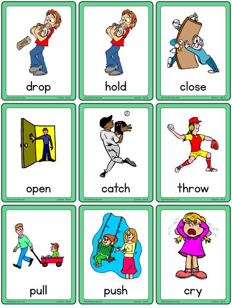 Free Printable Verb Flashcards With Pictures Printable Form