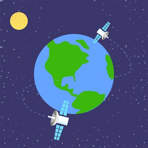 Premium Vector Satellite Orbiting Around Planet Earth Simple Vector