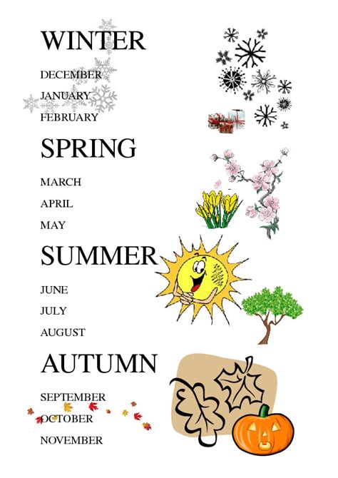 Seasons And Months Classroom Poster Esl Worksheet By