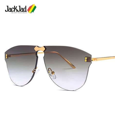 jackjad 2020 new fashion cool light rimless aviation style sunglasses men gradient brand design