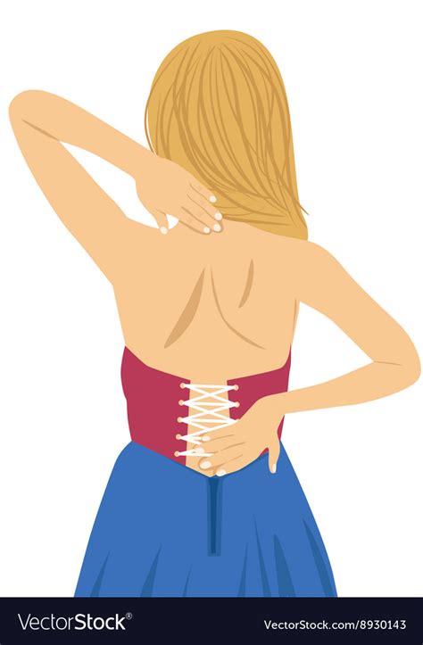Young Woman Rubbing Her Painful Back Royalty Free Vector