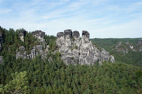 Hd Wallpaper Mountains Trees Elbe Sandstone Mountains Rock Wall