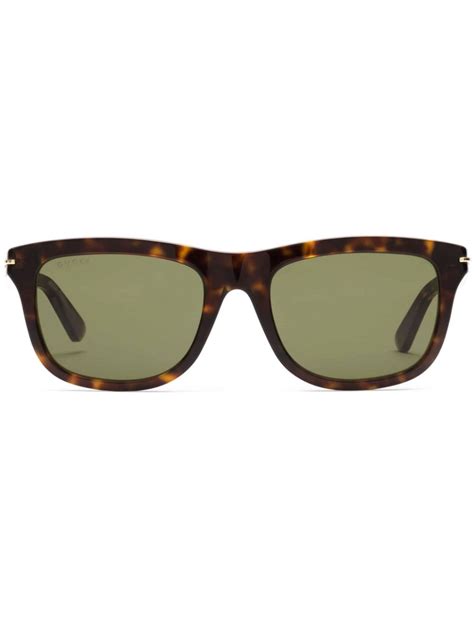 gucci eyewear tortoiseshell effect rectangular frame sunglasses farfetch