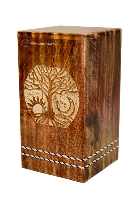 Buy Hind Handicrafts Rising Sun Tree Of Life Wooden Urns For Human