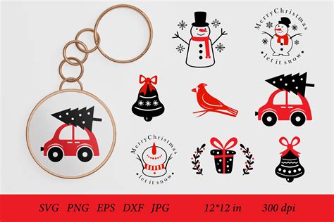 Christmas Keychain SVG. Snowman SVG. Keychain Bundle SVG By Olyate