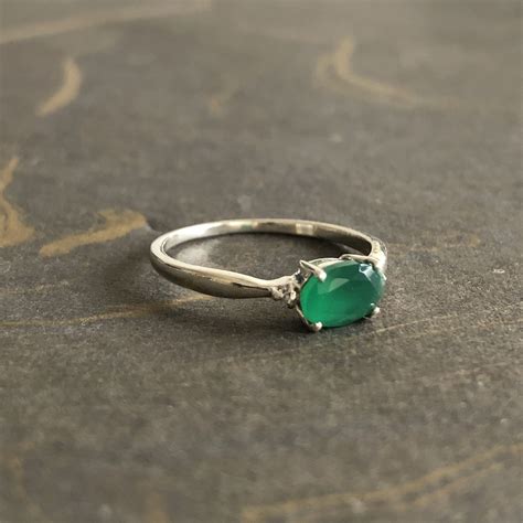 Dainty Emerald Ring Sterling Silver Ring Natural Gemstone Etsy India