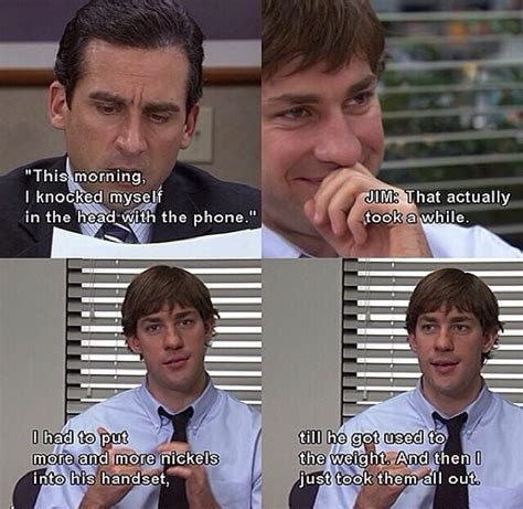 When Jim Gradually Increases The Weight Of Dwight’s Telephone The Office Show Office Tv