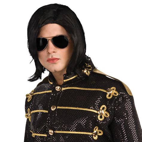 Michael Jackson Adult Long Straight Wig W Glasses