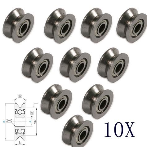 10pcs V Groove Sealed Ball Bearings Wire Guide Pulley Wheels Roller 4mm