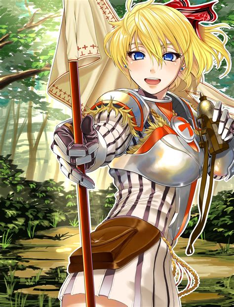 wallpaper anime girls short hair blonde blue eyes armor forest 1218x1600 aervos