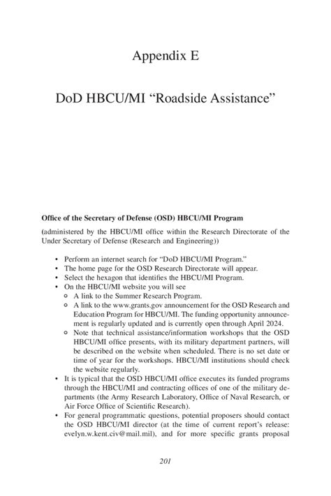 Appendix E Dod Hbcumi Roadside Assistance Defense Research