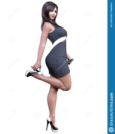 beautiful woman in short dress stock illustration illustration of femme fatale 213915258